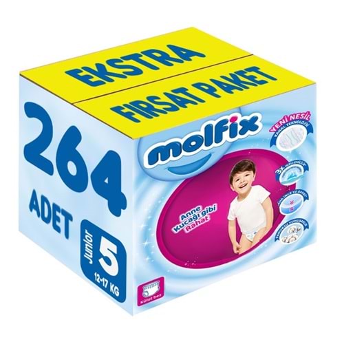 Molfix Külot Bebek Bezi Beden:5 (12-17KG) Junior 264 Adet Ekstra Fırsat Pk