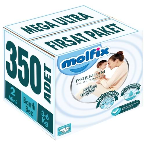 Molfix Premium Bebek Bezi Beden:2 (3-6KG) Mini 350 Adet Mega Ultra Fırsat Pk