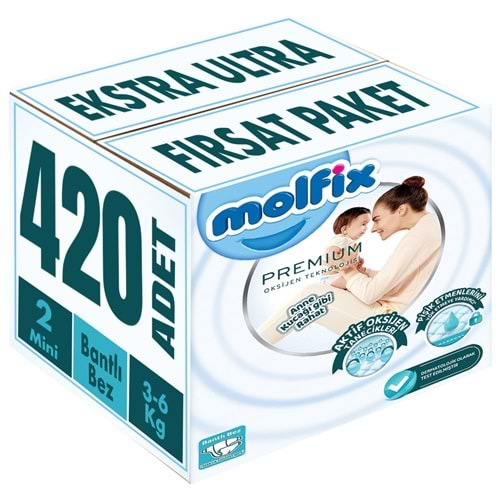 Molfix Premium Bebek Bezi Beden:2 (3-6KG) Mini 420 Adet Ekstra Ultra Fırsat Pk