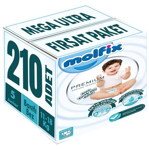 Molfix Premium Bebek Bezi Beden:5 (11-18KG) Junior 210 Adet Mega Ultra Fırsat Pk