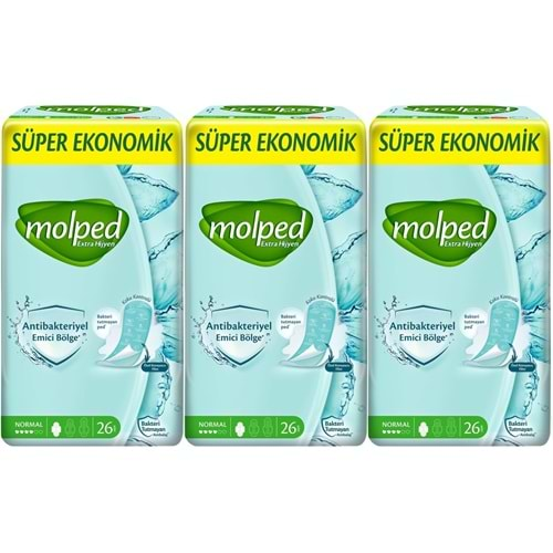 Molped Antibakteriyel Hijyenik Ped Normal 78 Adet Süper Ekonomik Pk (3PK*26)