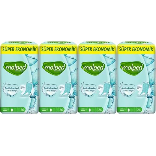 Molped Antibakteriyel Hijyenik Ped Normal 104 Adet Süper Ekonomik Pk (4PK*26)