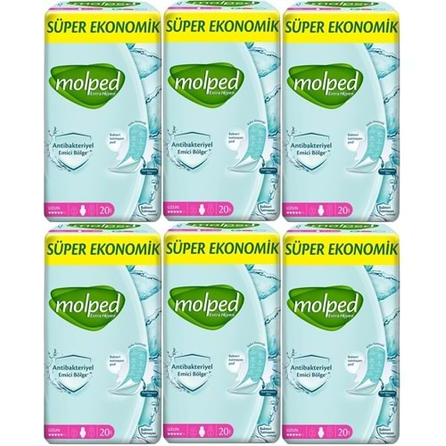 Molped Antibakteriyel Hijyenik Ped Uzun 120 Adet Süper Ekonomik Pk (6PK*20)