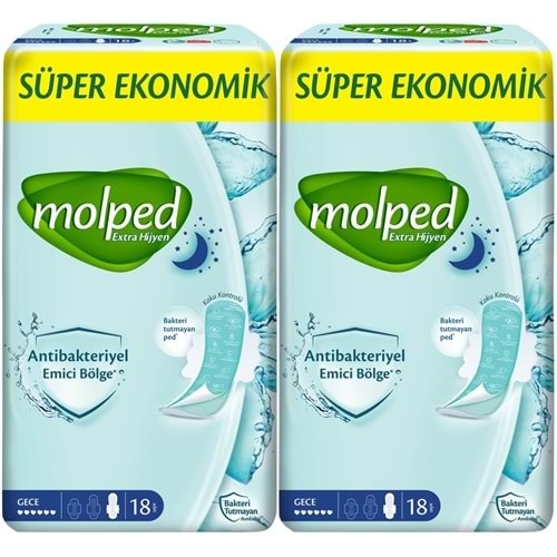 Molped Antibakteriyel Hijyenik Ped Gece 36 Adet Süper Ekonomik Pk (2PK*18)