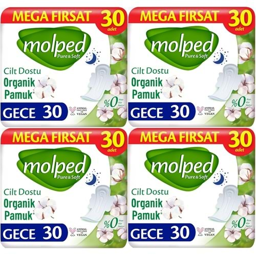 Molped Pure&Soft Hijyenik Ped Gece 120 (4PK*30) Adet Mega Pk