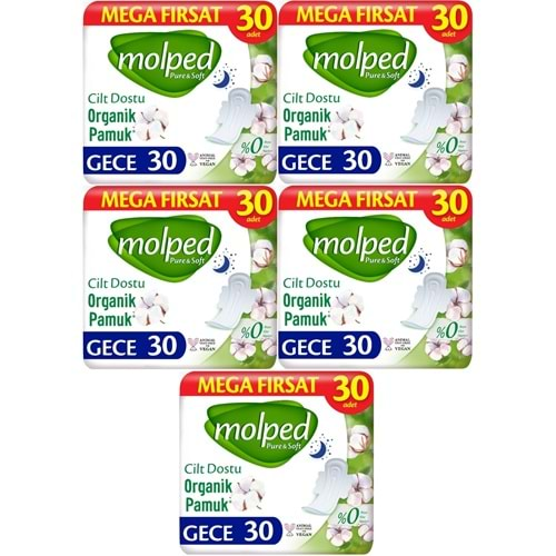 Molped Pure&Soft Hijyenik Ped Gece 150 (5PK*30) Adet Mega Pk