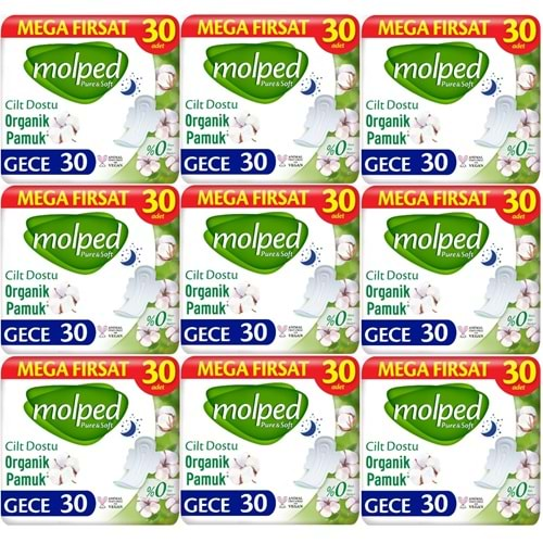 Molped Pure&Soft Hijyenik Ped Gece 270 (9PK*30) Adet Mega Pk