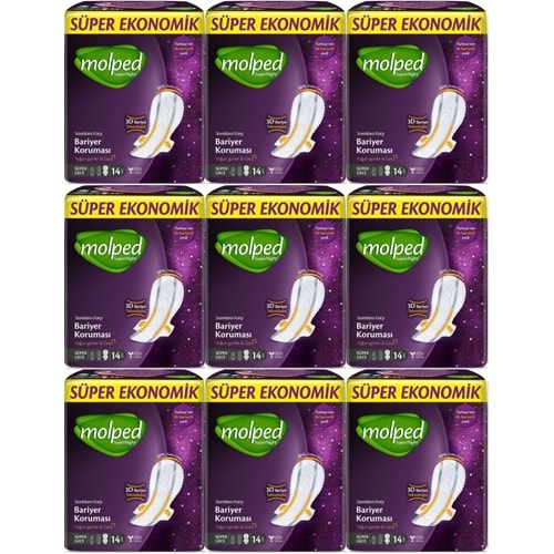 Molped Süper Night Hijyenik Ped Gece 126 Adet Süper Ekonomik Pk (9PK*14)