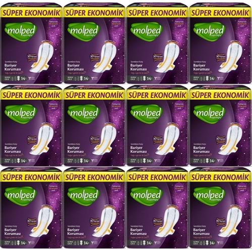 Molped Süper Night Hijyenik Ped Gece 168 Adet Süper Ekonomik Pk (12PK*14)