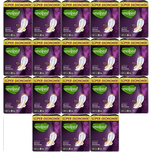 Molped Süper Night Hijyenik Ped Gece 252 Adet Süper Ekonomik Pk (18PK*14)