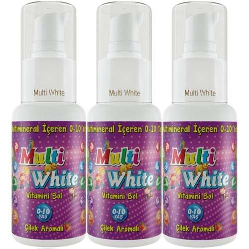 Multi White Diş Macunu 50ML Çilek Aromalı Bol Vitaminli (0-10 Yaş) (3 Lü Set)