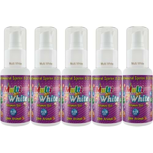 Multi White Diş Macunu 50ML Çilek Aromalı Bol Vitaminli (0-10 Yaş) (5 Li Set)