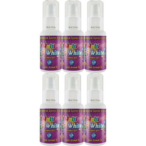 Multi White Diş Macunu 50ML Çilek Aromalı Bol Vitaminli (0-10 Yaş) (6 Lı Set)