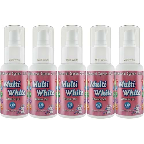 Multi White Diş Macunu 50ML Sakız Aromalı Bol Vitaminli (0-10 Yaş) (5 Li Set)