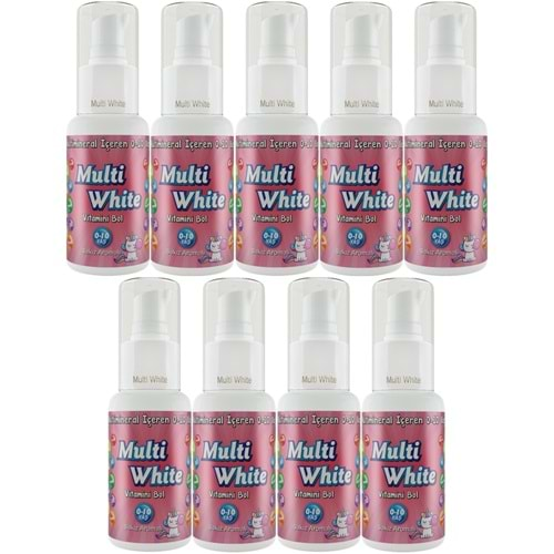 Multi White Diş Macunu 50ML Sakız Aromalı Bol Vitaminli (0-10 Yaş) (9 Lu Set)