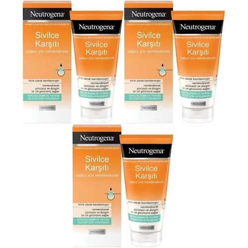 Neutrogena Sivilce Karşıtı Yağsız Yüz Nemlendiricisi 50ML (3 Lü Set)