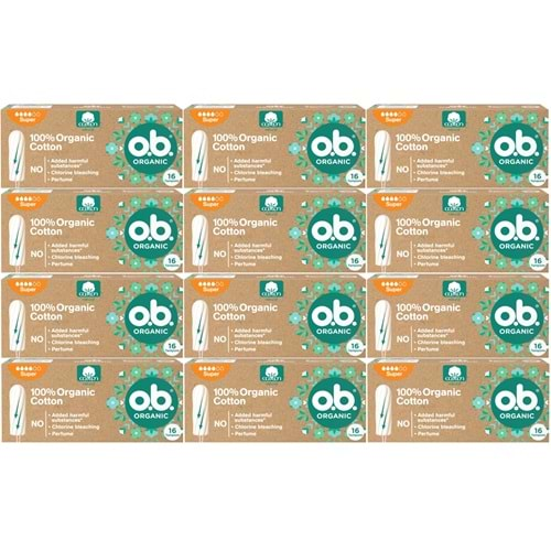 O.B Organic Süper Tampon 192 Li Set (12PK*16)