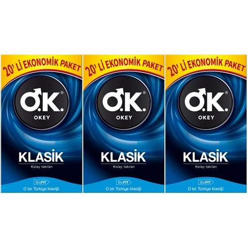 Okey Prezervatif 60 Adet Klasik Ekonomik Pk (3 Lü Set)