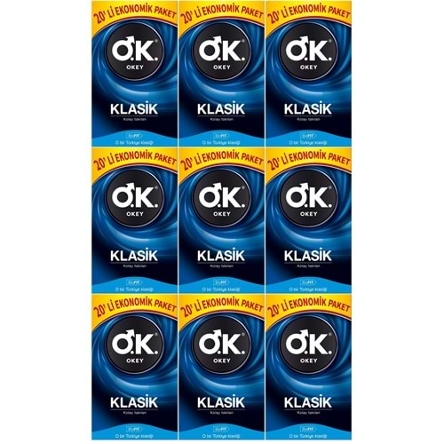 Okey Prezervatif 180 Adet Klasik Ekonomik Pk (9 Lu Set)