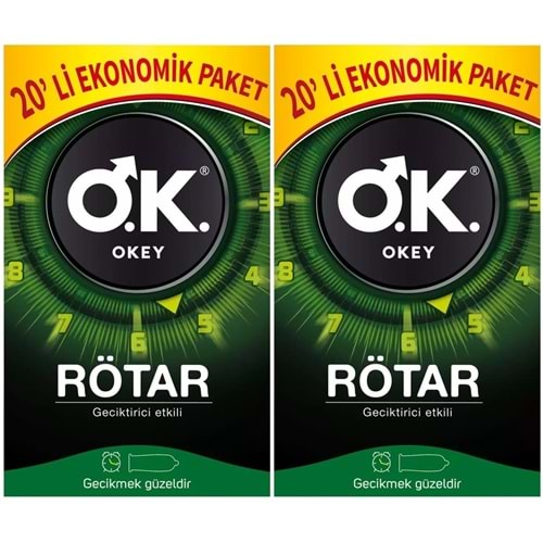 Okey Prezervatif 40 Adet Rötar (Geciktirici Etkili) Ekonomik Pk (2PK*20)