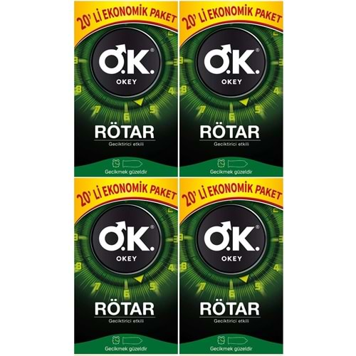 Okey Prezervatif 80 Adet Rötar (Geciktirici Etkili) Ekonomik Pk (4 Lü Set)