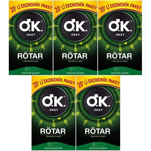 Okey Prezervatif 100 Adet Rötar (Geciktirici Etkili) Ekonomik Pk (5PK*20)