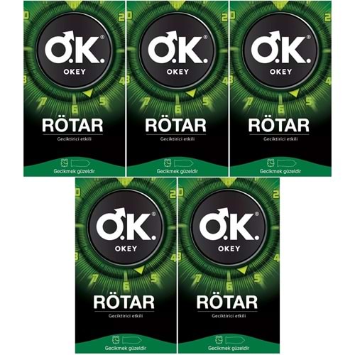 Okey Prezervatif 50 Adet Rötar (Geciktirici Etkili) (5 Li Set)