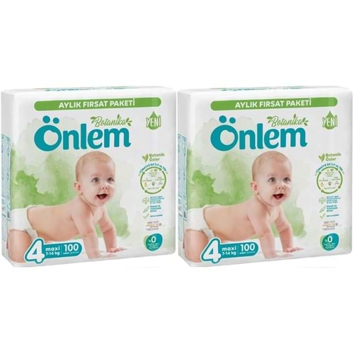 Önlem Bebek Bezi Botanika Beden:4 (4-9KG) Maxi 200 Adet Aylık Ekonomik Fırsat Pk