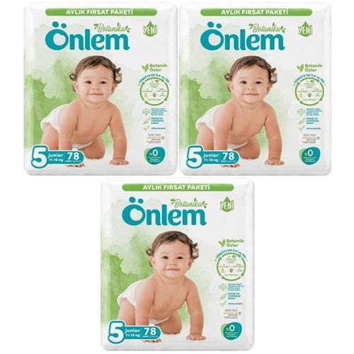 Önlem Bebek Bezi Botanika Beden:5 (11-18KG) Junior 234 Adet Aylık Süper Ekonomik Fırsat Pk