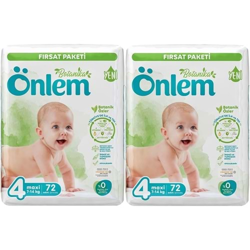 Önlem Bebek Bezi Botanika Beden:4 (4-9KG) Maxi 144 Adet Ekonomik Fırsat Pk