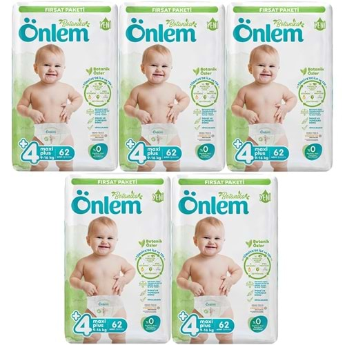 Önlem Bebek Bezi Botanika Beden:4+ (9-16KG) Maxi Plus 310 Adet Mega Fırsat Pk