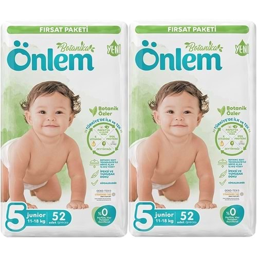 Önlem Bebek Bezi Botanika Beden:5 (11-18KG) Junior 104 Adet Ekonomik Fırsat Pk