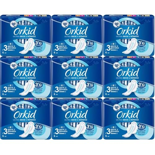 Orkid Hijyenik Ped Ultra Extra Gece&Gündüz 54 Adet (9PK*6)