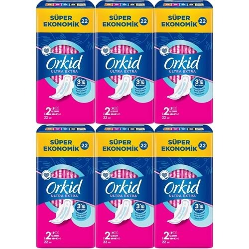 Orkid Hijyenik Ped Ultra Extra Koruma Uzun 132 Adet Süper Ekonomik Pk (6PK*22)