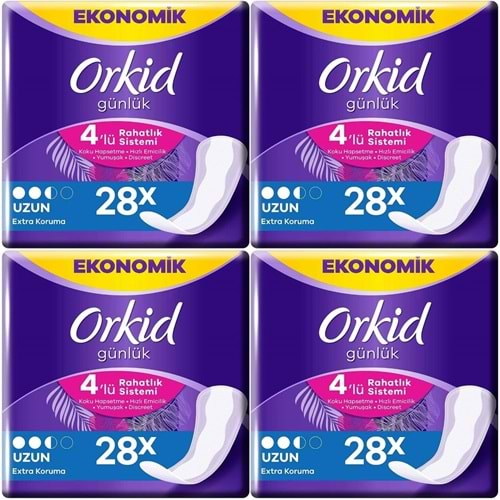 Orkid Günlük Ped Ekstra Koruma Uzun 112 Adet Ekonomik Pk (4PK*28)