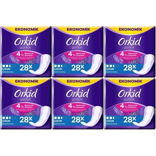 Orkid Günlük Ped Ekstra Koruma Uzun 168 Adet Ekonomik Pk (6PK*28)