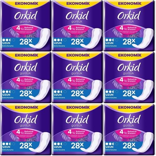 Orkid Günlük Ped Ekstra Koruma Uzun 252 Adet Ekonomik Pk (9PK*28)