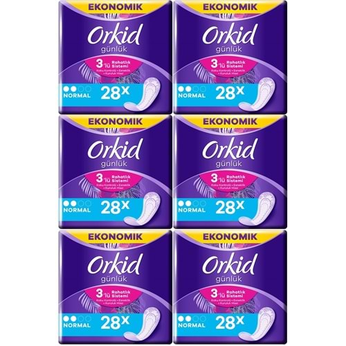 Orkid Günlük Ped Günlük Koruma Normal 168 Adet Ekonomik Paket (Tekli Paketlerde) (6PK*28)