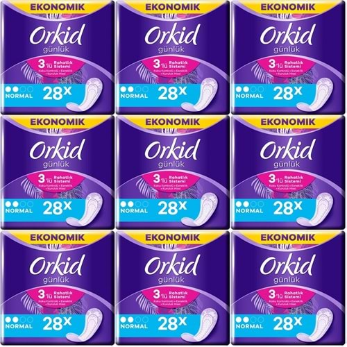 Orkid Günlük Ped Günlük Koruma Normal 252 Adet Ekonomik Paket (Tekli Paketlerde) (9PK*28)