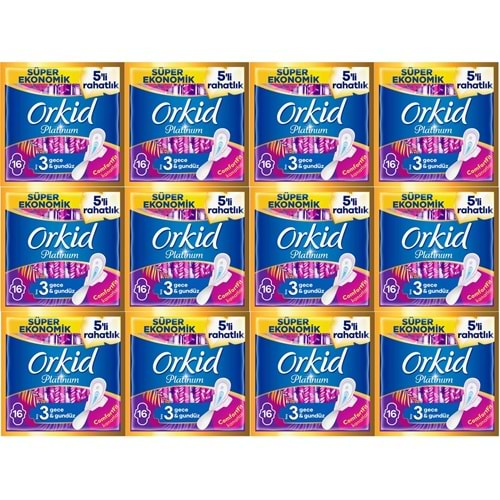 Orkid Platinum Hijyenik Ped Gece & Gündüz 192 Adet (12PK*16) Süper Ekonomik Pk