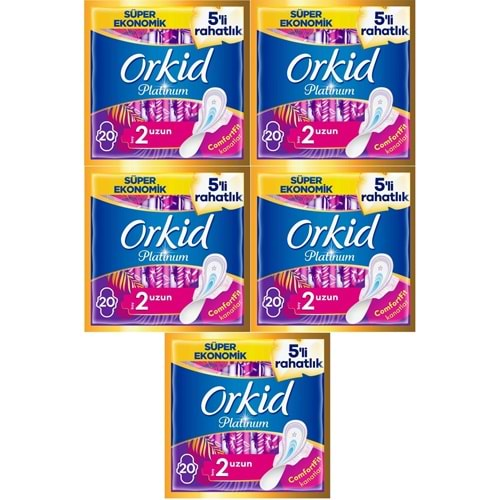 Orkid Platinum Hijyenik Ped Uzun 100 Adet (5PK*20) Süper Ekonomik Pk