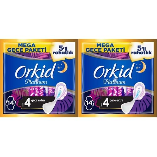 Orkid Platinum Hijyenik Ped Gece Extra 28 Adet (2PK*14) Süper Ekonomik Pk