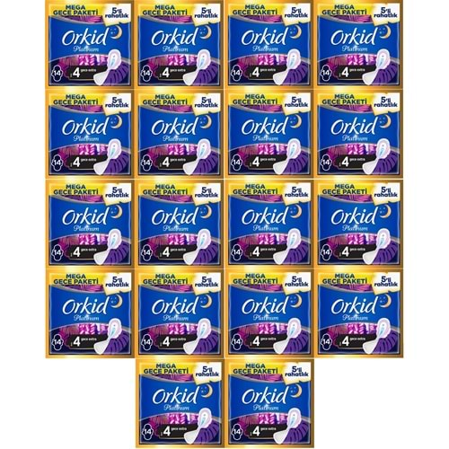 Orkid Platinum Hijyenik Ped Gece Extra 252 Adet (18PK*14) Süper Ekonomik Pk