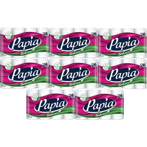 Papia Tuvalet Kağıdı (3 Katlı) 128 Li Pk Bio Care (8PK*16)