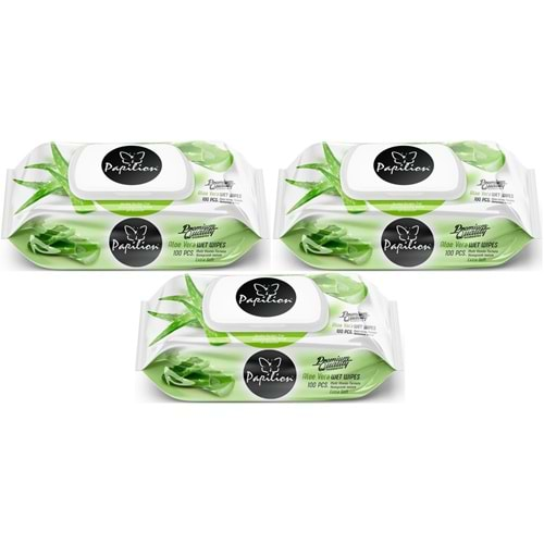 Papilion Islak Havlu Mendil 100 Yaprak Aloevera (3 Lü Set) 300 Yaprak