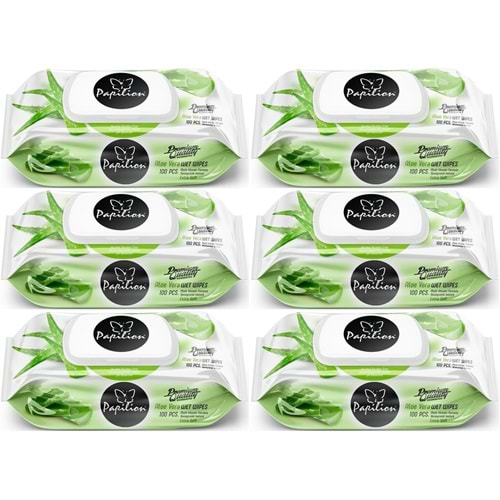 Papilion Islak Havlu Mendil 100 Yaprak Aloevera (6 Lı Set) 600 Yaprak