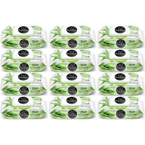 Papilion Islak Havlu Mendil 100 Yaprak Aloevera (12 Li Set) 1200 Yaprak