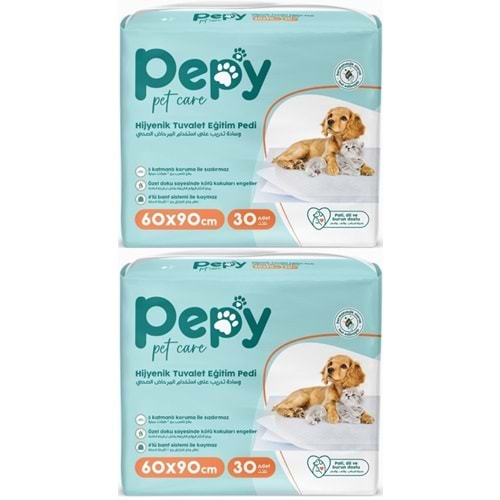 Pepy Evcil Hayvan Tuvalet Eğitim Pedi 60*90CM 60 Adet (2PK*30)