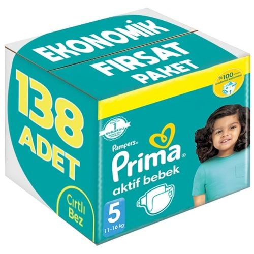 Prima Bebek Bezi Beden:5 (11-16Kg) Junior 138 Adet Ekonomik Fırsat Pk