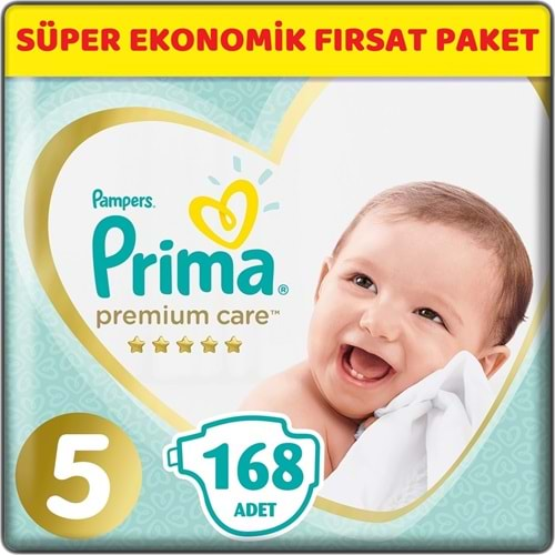 Prima Premium Care Bebek bezi Beden:5 (11-16Kg) Junior 168 Adet Süper Ekonomik Fırsat Pk